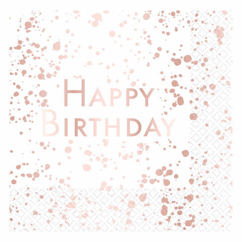 Napkins - Birthday - Rose Gold