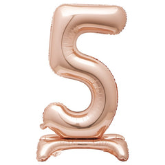 Airfill Foil balloon - 30" - Number 5 - Silver/Rose Gold