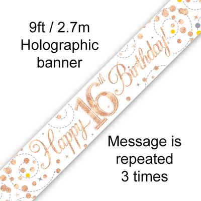 Banner - Birthday - Ages 16 - 80 - Rose Gold