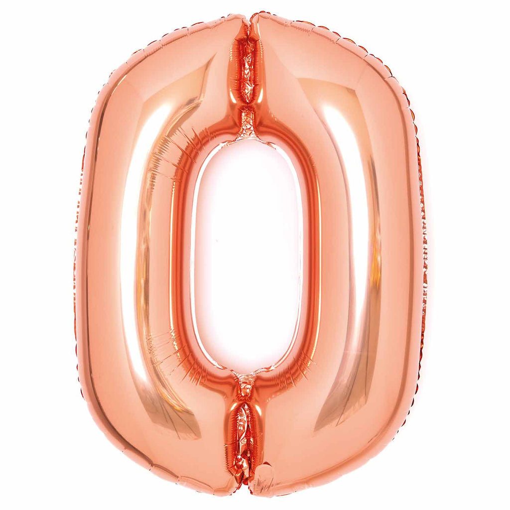SuperShape Foil Balloon Number 0 - Rose Gold