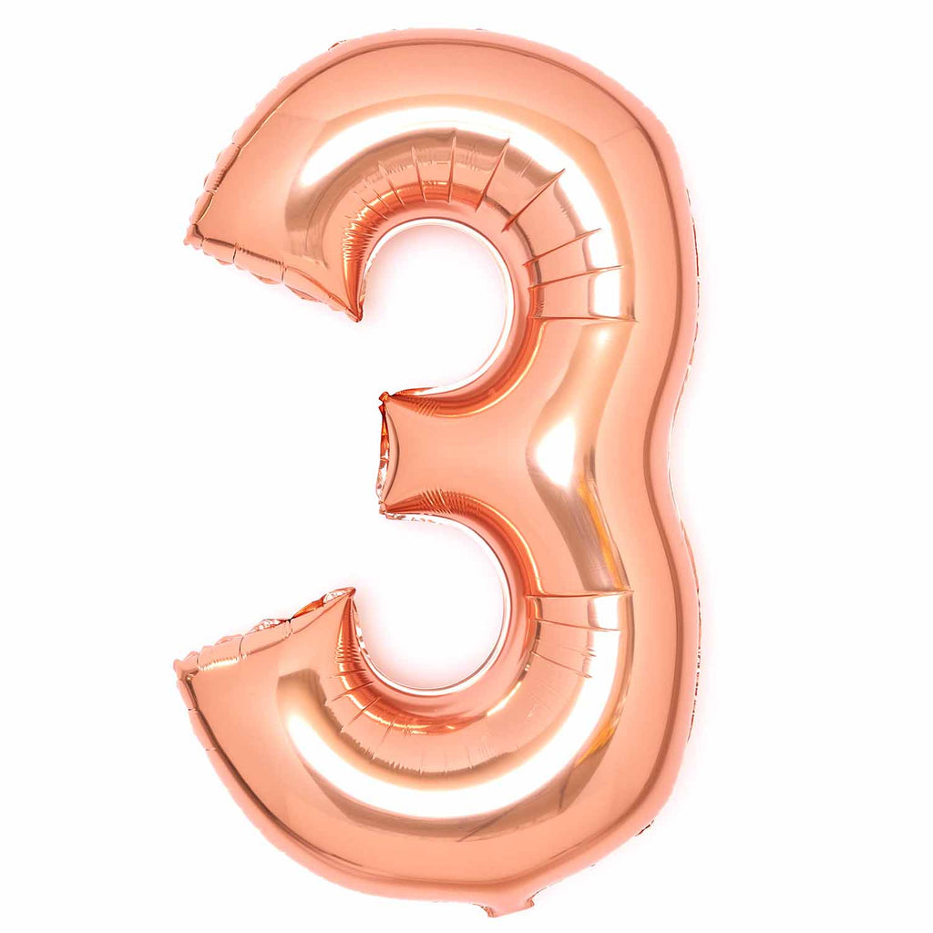 SuperShape Foil Balloon Number 3 - Rose Gold