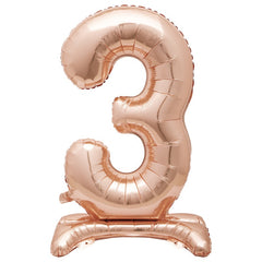 Airfill Foil Balloon - 30" - Number 3 - Silver/Rose Gold