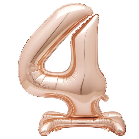 Airfill Foil Balloon - 30" - Number 4 - Silver/Rose Gold
