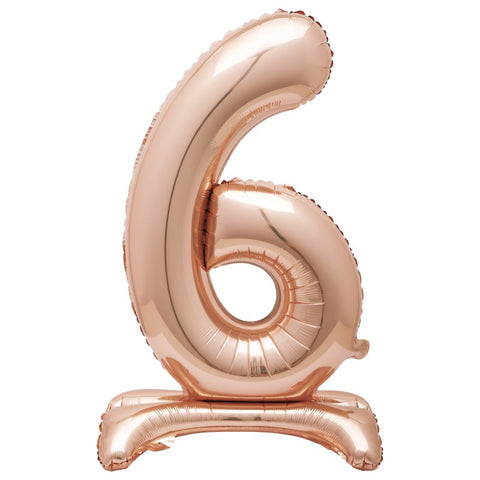 Airfill Foil Balloon - 30" - Number 6 - Silver/Rose Gold