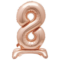 Airfill Foil balloon - 30" - Number 8 - Silver/Rose Gold