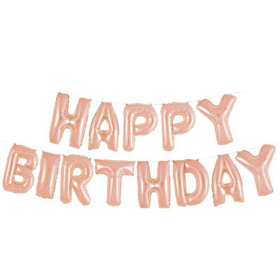 Banner Balloon Kit - Birthday - Rose Gold