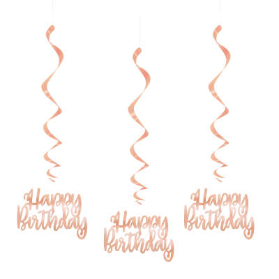 Swirl Decorations - Birthday - Rose Gold