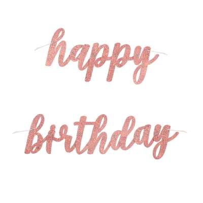 Banner - Birthday - Script - Rose Gold