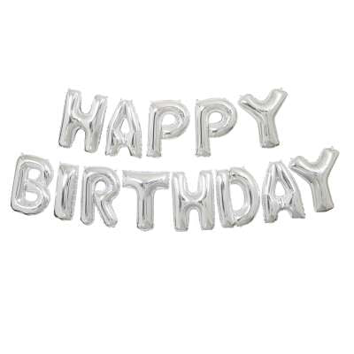 Banner Balloon Kit - Birthday - Silver