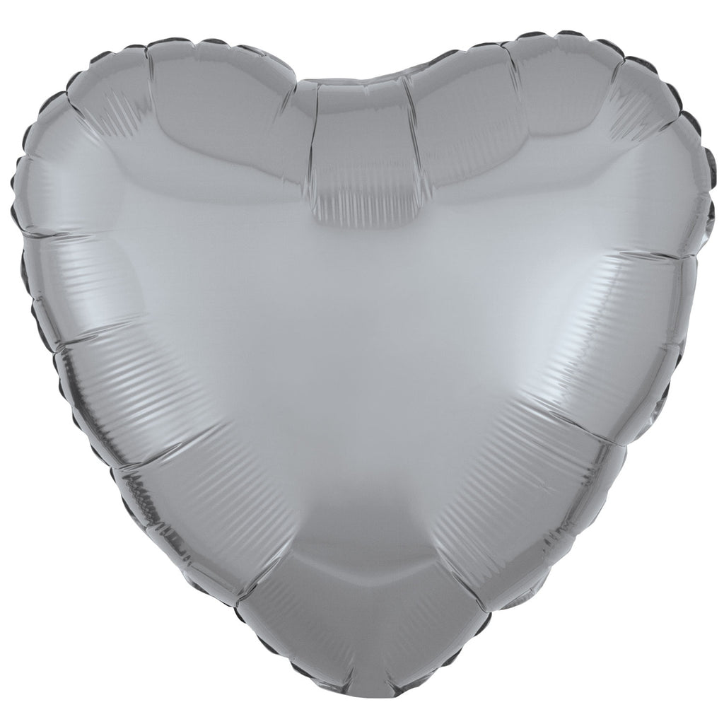 Foil Balloon - Solid Colour - Heart - Metallic - Silver