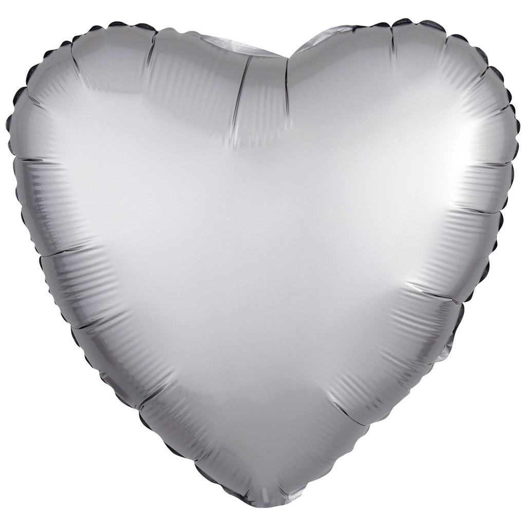 Foil Balloon - Solid Colour - Heart - Silk Lustre - Silver