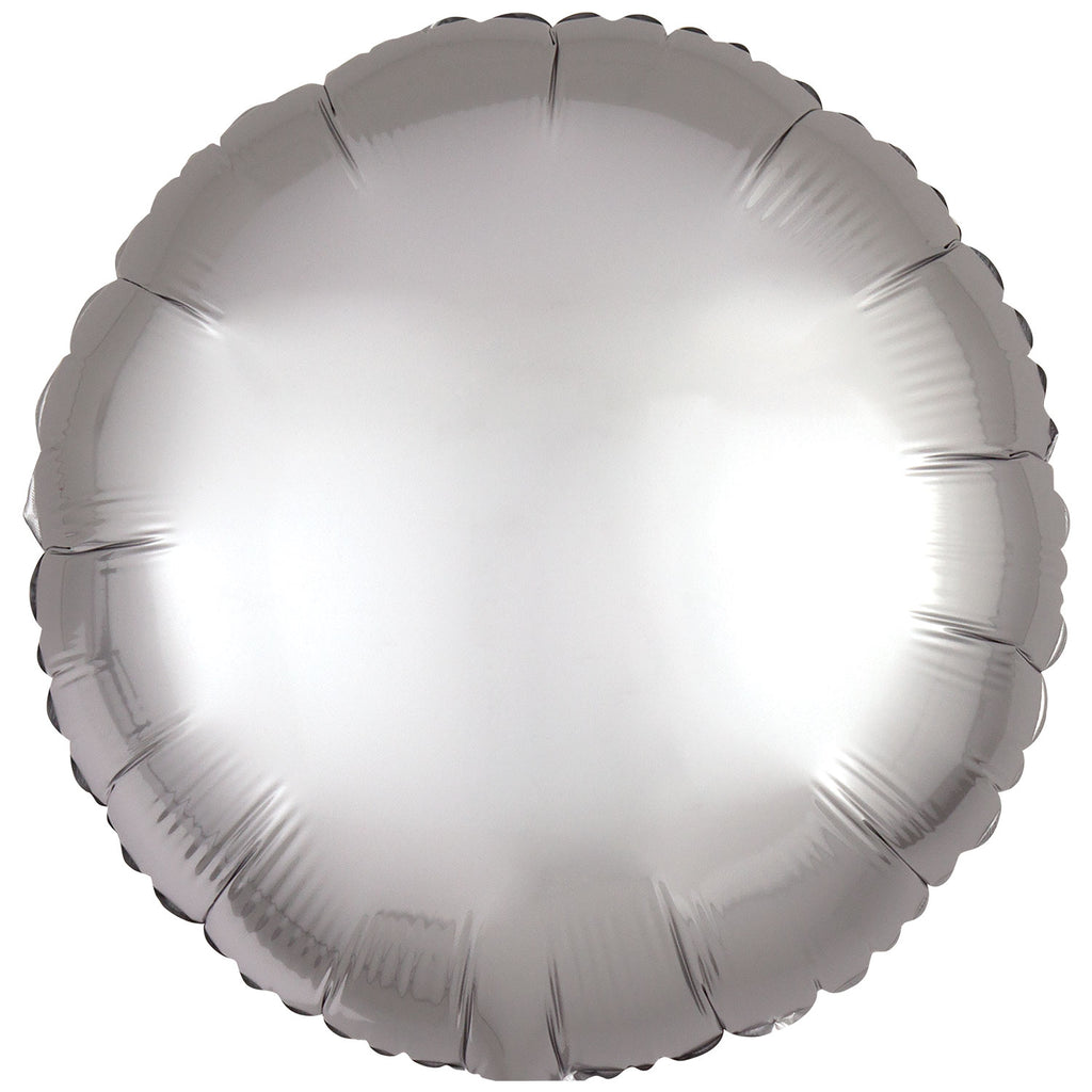 Foil Balloon - Solid Colour - Round - Silk Lustre - Silver