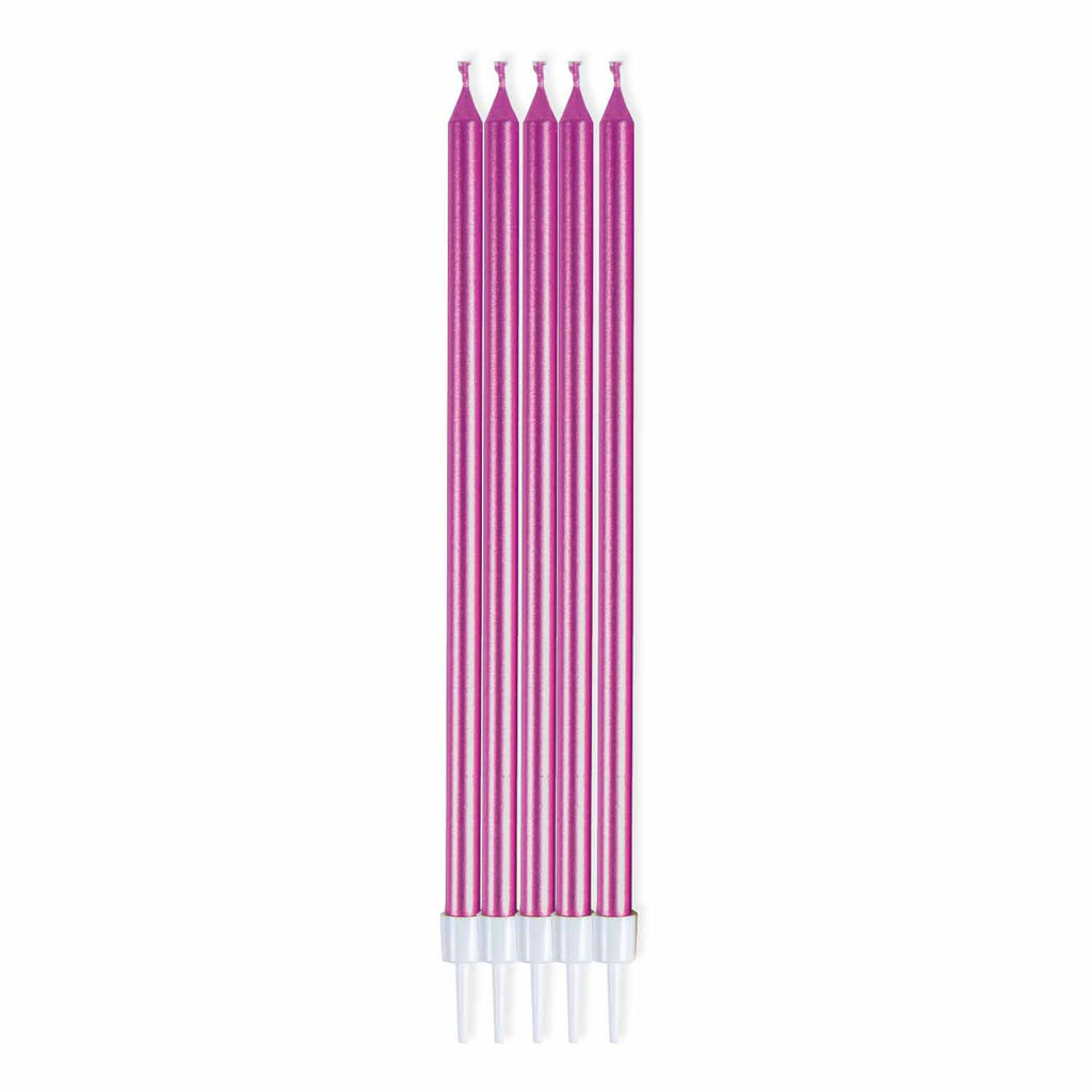 Candles with Holders - Tall Skinny - Pink
