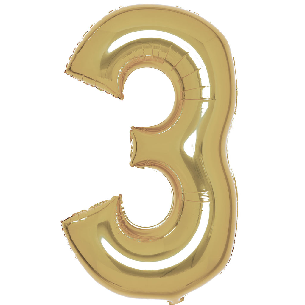 SuperShape Foil Balloon Number 3 - White Gold