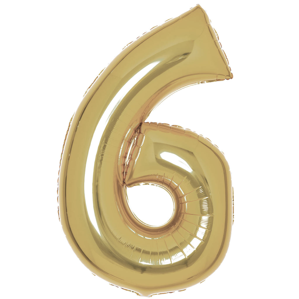 SuperShape Foil Balloon Number 6 - White Gold