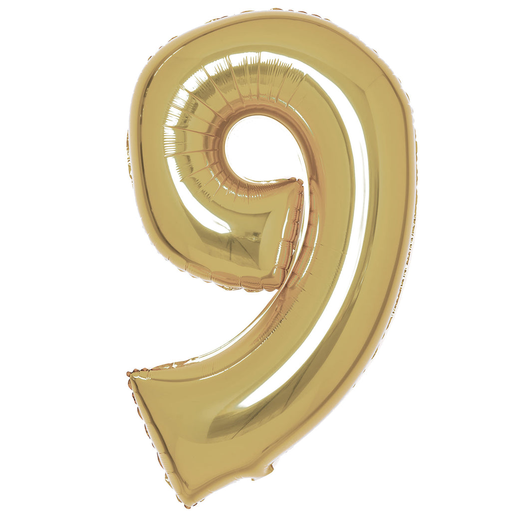 SuperShape Foil Balloon Number 9 - White Gold