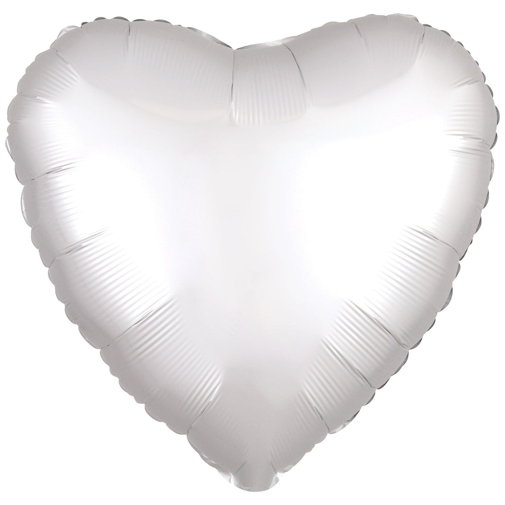 Foil Balloon - Solid Colour - Heart - Silk Lustre - White