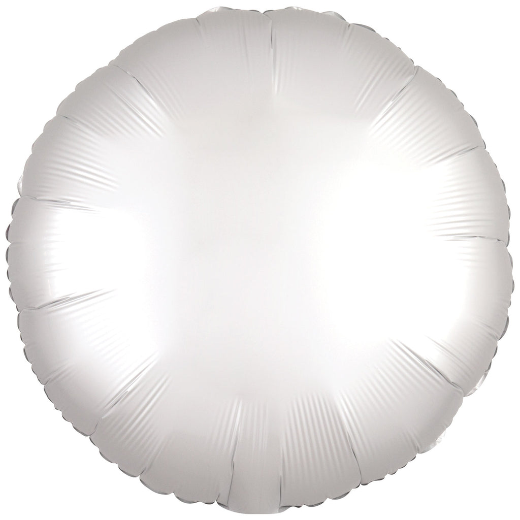 Foil Balloon - Solid Colour - Round - Silk Lustre - White