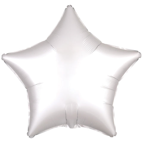 Foil Balloon - Solid Colour - Star - Silk Lustre - White